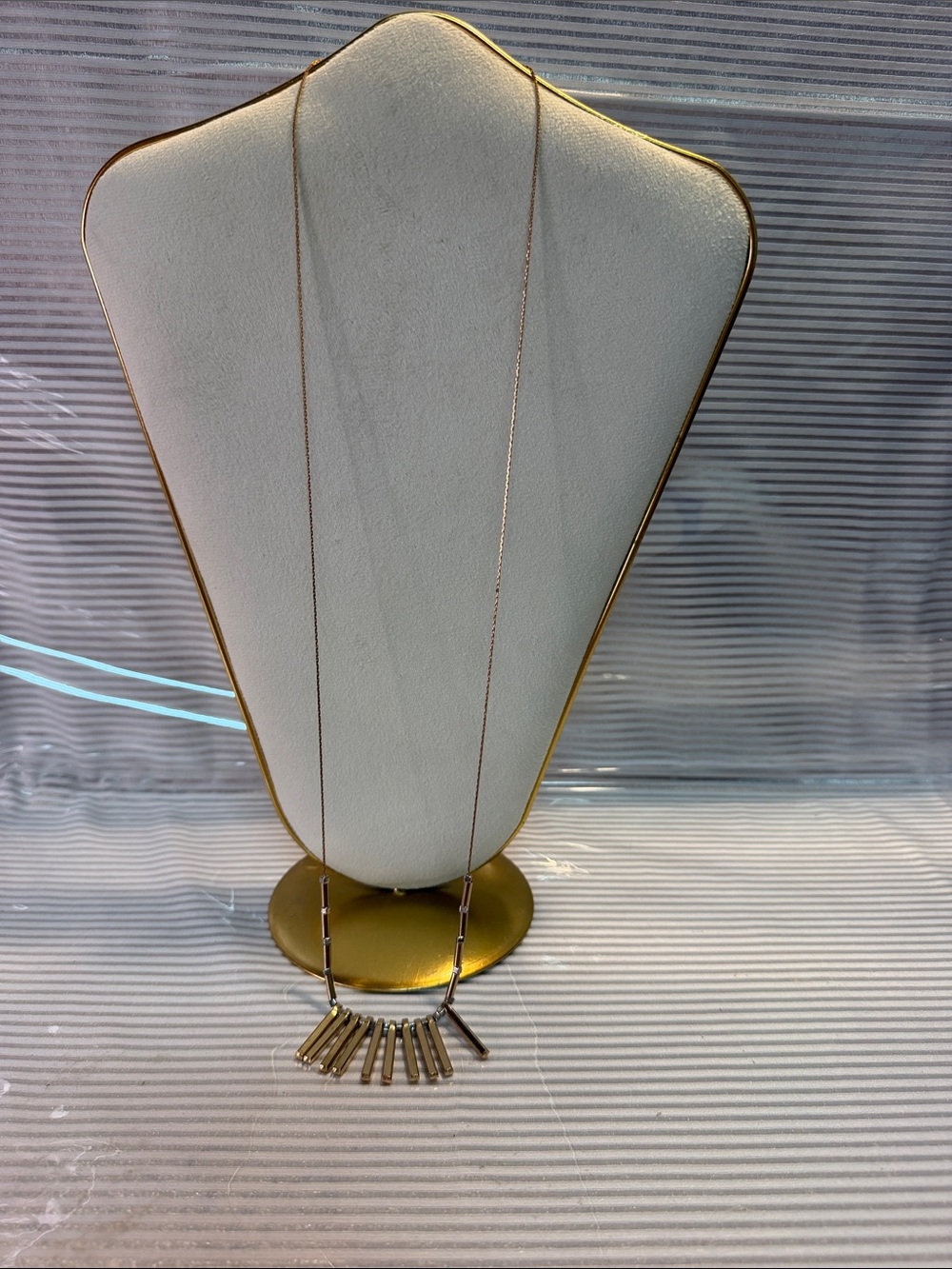 Source Unknown Gold Tone Bar Fringe Pendant Necklace